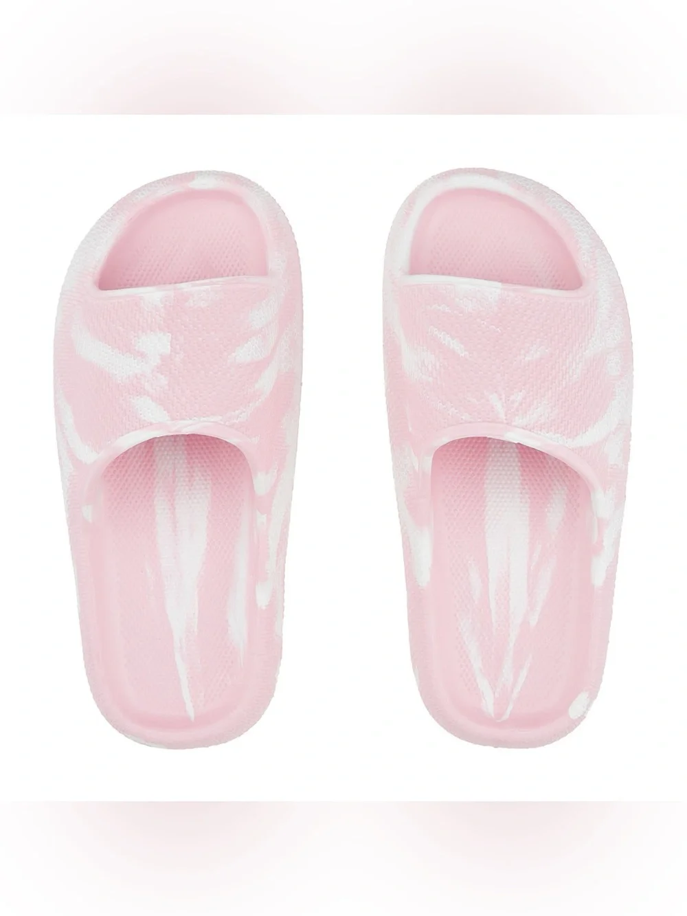 Pink and White Tie-Dye Slide Sandals